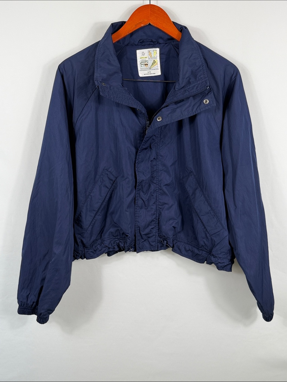 Offline by Aerie Cropped Navy Bomber Jacket with Adjustable Hem. Womens Size XL